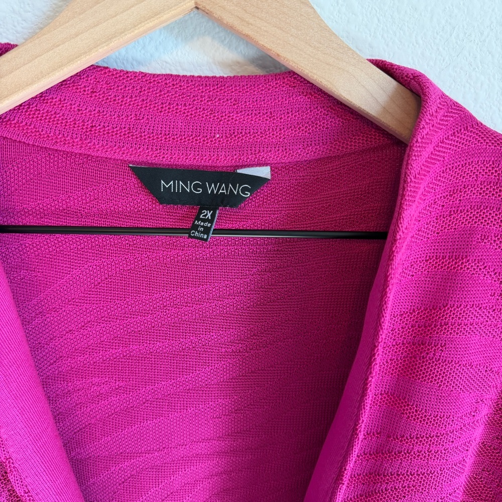 Ming Wang Bold Pink Single-Button Open Front Jack… - image 3